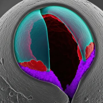 Microscopic View Of Bee Eye Subunit Displaying Rhabdom And Retinula Cell Layers