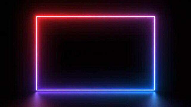 Neon Glowing Rectangular Frame Art