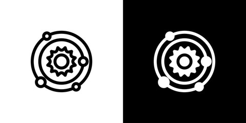 Solar System icon concept with flat Black White Background. Vector illustration. © Redemption_art