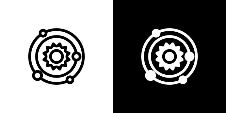 Solar System icon concept with flat Black White Background. Vector illustration.