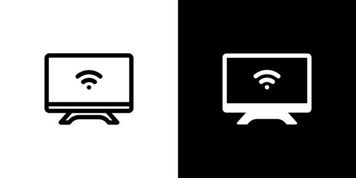 Smart Tv icon concept with flat Black White Background. Vector illustration.