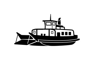 Fototapeta premium Vintage Boat with Small Rowboat Illustration