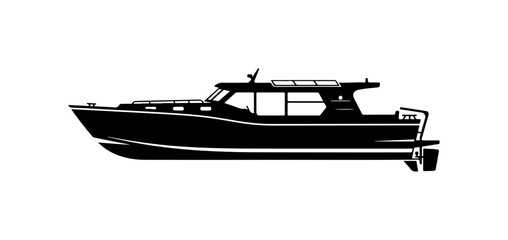 Modern Black Vector Boat Illustration
