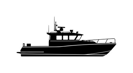 Obraz premium Modern Black Vector Boat Illustration