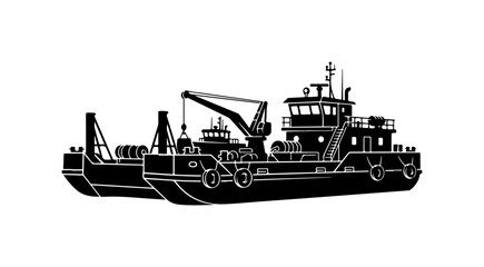 Obraz premium Modern Workboat with Crane and Cargo Equipment