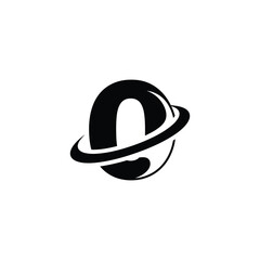 Fototapeta premium A stylized planet with ring orbiting in space