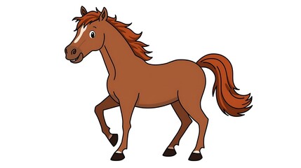 Playful Brown Pony Cartoon Character For Children Storybook Animal Illustration