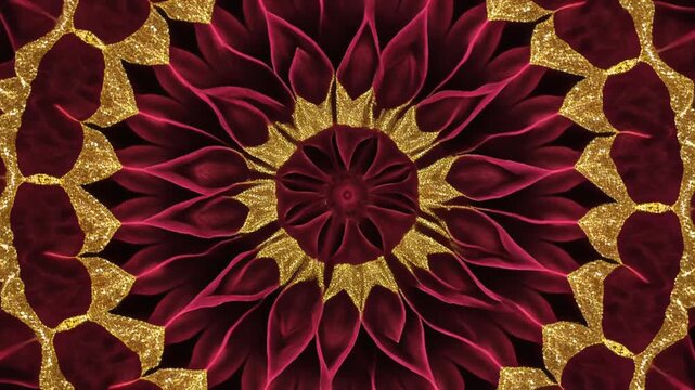 Boho artistic mandala maroon background with rich burgundy geometric floral symmetry decorative abstract vintage ornament texture illustration for interior wallpaper packaging and festival branding