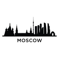 Obraz premium A black silhouette of the moscow skyline with the city s name