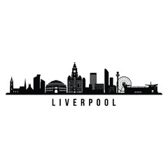 Naklejka premium Black silhouette of the liverpool skyline with city name below