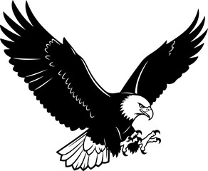 Obraz premium Majestic Bald Eagle silhouette vector illustration