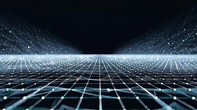 Abstract Circuit Board with Dynamic Data Flow and Gradient Illumination