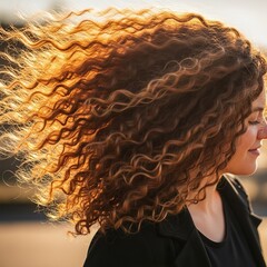 Person with Curly Hair Someone with voluminous curly hair caught