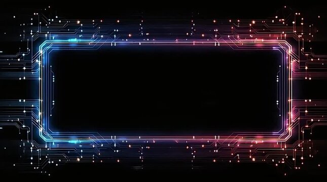 Dual-color circuit board with glowing orange and blue electronic pathways