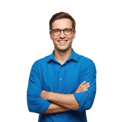 A business man professional with arms crossed smiling isolated on transparent background