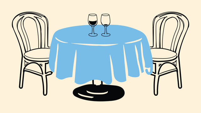 Dining table with two chairs doodle