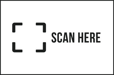 Fototapeta premium Scan here icon with viewfinder frame