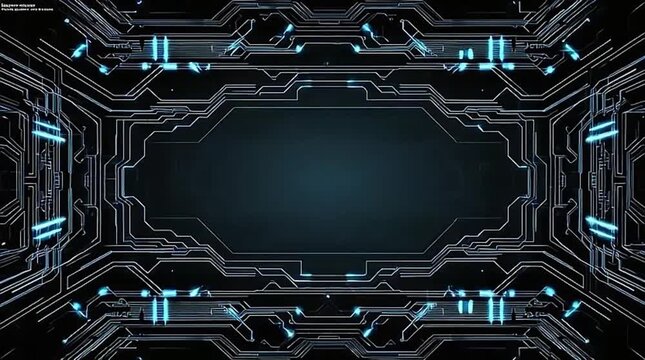 Abstract Neon Grid Network with Glowing Lines on Dark Background