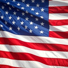 The Stars and Stripes waving in the wind. Detailed close up