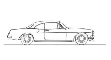 Obraz premium Vintage Car Line Art Illustration Isolated on White