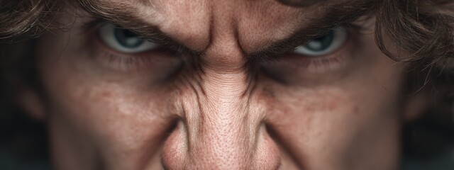 Intense Close-Up Portrait of a Person with Strong Facial Expression and Emotive Features