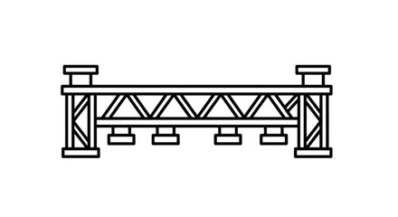 Steel Bridge Structure with Truss Design Isolated on White Background