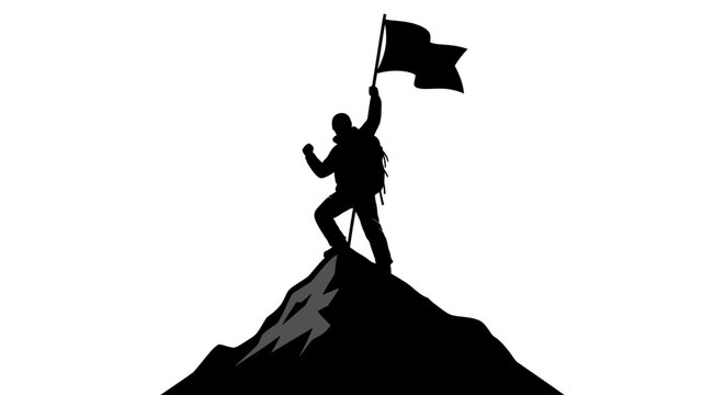 Man Standing on Mountain Peak.
