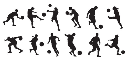 kickball players silhouette vector  © Pixvw