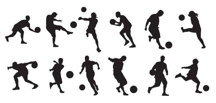 kickball players silhouette vector 