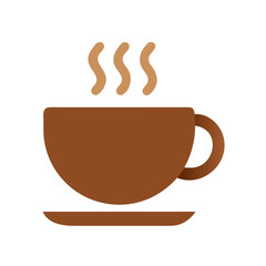 Obraz premium Minimalist coffee cup icon vector with rising steam, representing hot beverages, cafes, and morning routines