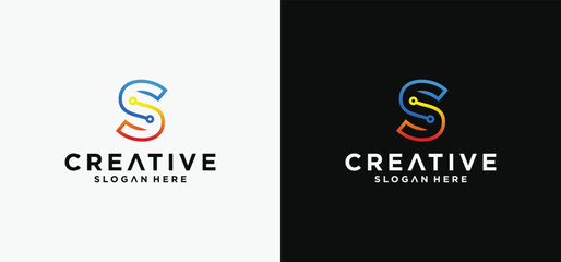 S-Tech Innovation,Konsep Logo Lettermark Teknologi Modern.