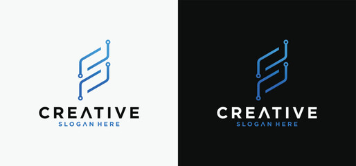 S-Tech Innovation, Modern Technology Lettermark Logo Concept.