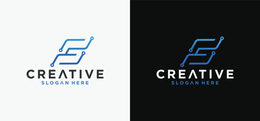 F-Tech Innovation, Modern Technology Lettermark Logo Concept.