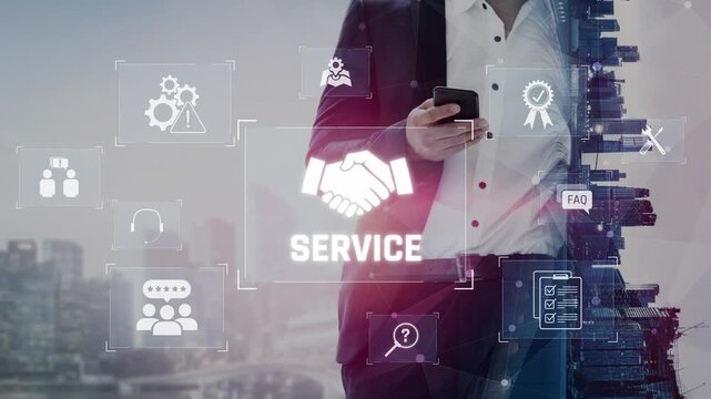 Customer service and support workflow with cooperation, communication, maintenance, and checklist icons for efficient service operation and user satisfaction Marrow