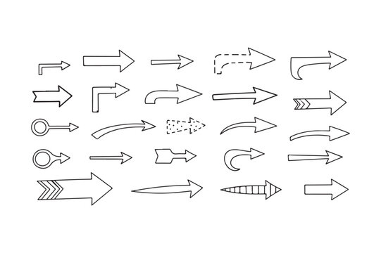 hand drawn arrows set vector illustration on white back