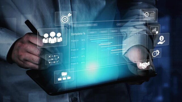 Project management dashboard showing timeline, tasks, milestones, and workflows for planning, tracking, and executing successful business or team projects Marrow