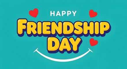 Obraz premium Happy friendship day celebration with smiling face and hearts
