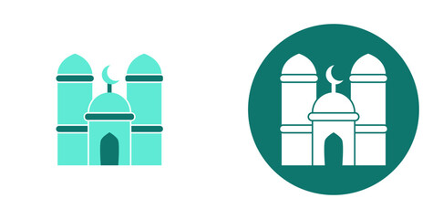 Islamic Mosque and Ramadan Crescent Moon Icon Set for Eid Mubarak Designs