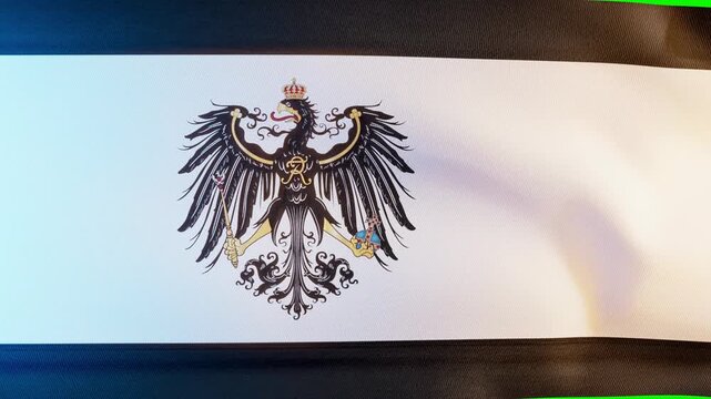 Seamless loop of Historic Prussia Flag With Heraldic Eagle, European State Legacy