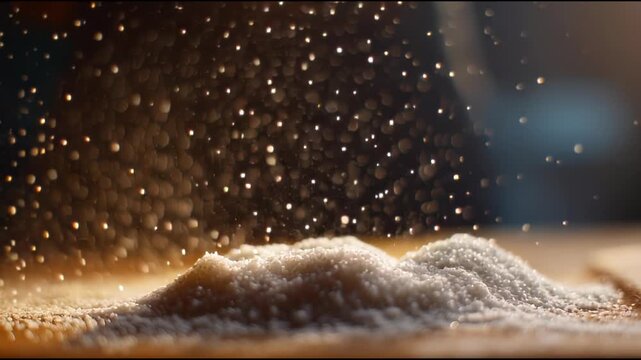 Salt Being Sprinkled on a Pile.