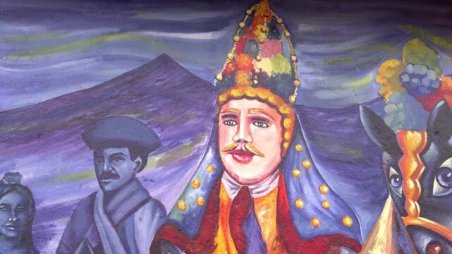 close up of a part of the mural just inaugurated during the Nicaraguan festivity of gueguense