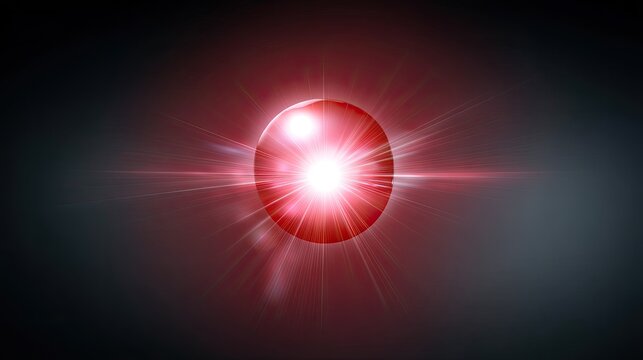 Bright Red Orb with Glowing Light Effects Against Dark Background for Abstract and Futuristic Visual Concepts