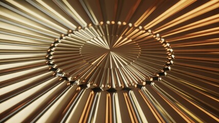 Obraz premium Polished brass geometric macro art deco sunburst luxury texture detail