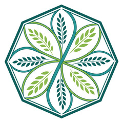 Hexagon Emblem Divided into Four Curved Segments