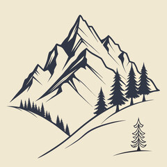 Minimal Mountain Emblem Constructed from Angular Shapes