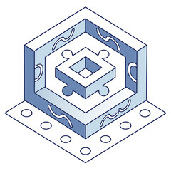 Modular Square Symbol with L-Shaped Geometric Pieces