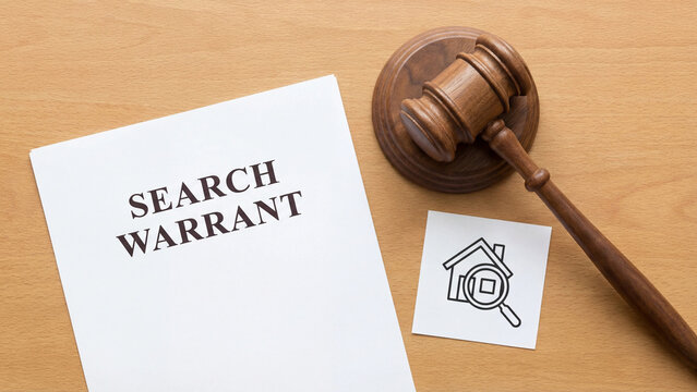 Search warrant legal authorization documentation for law enforcement property inspection representing criminal investigation judicial approval and Fourth Amendment constitutional rights protection
