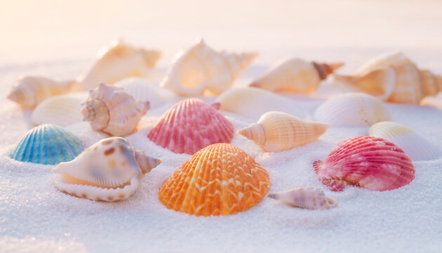 A vibrant closeup of fresh fruit jelly beans tossed with sugar evokes a tropical summer holiday by the sea, blending sweet nature with the natural beauty of a sun-drenched beach