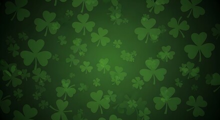 St patrick's day green shamrock background with clover leaves