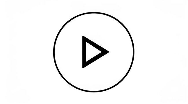 Simple black play button icon on a clean white background for media playback and streaming services